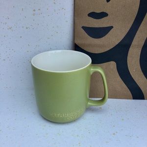 Starbucks New Bone China 16oz Sage Green Embossed Coffee Mug - 2010